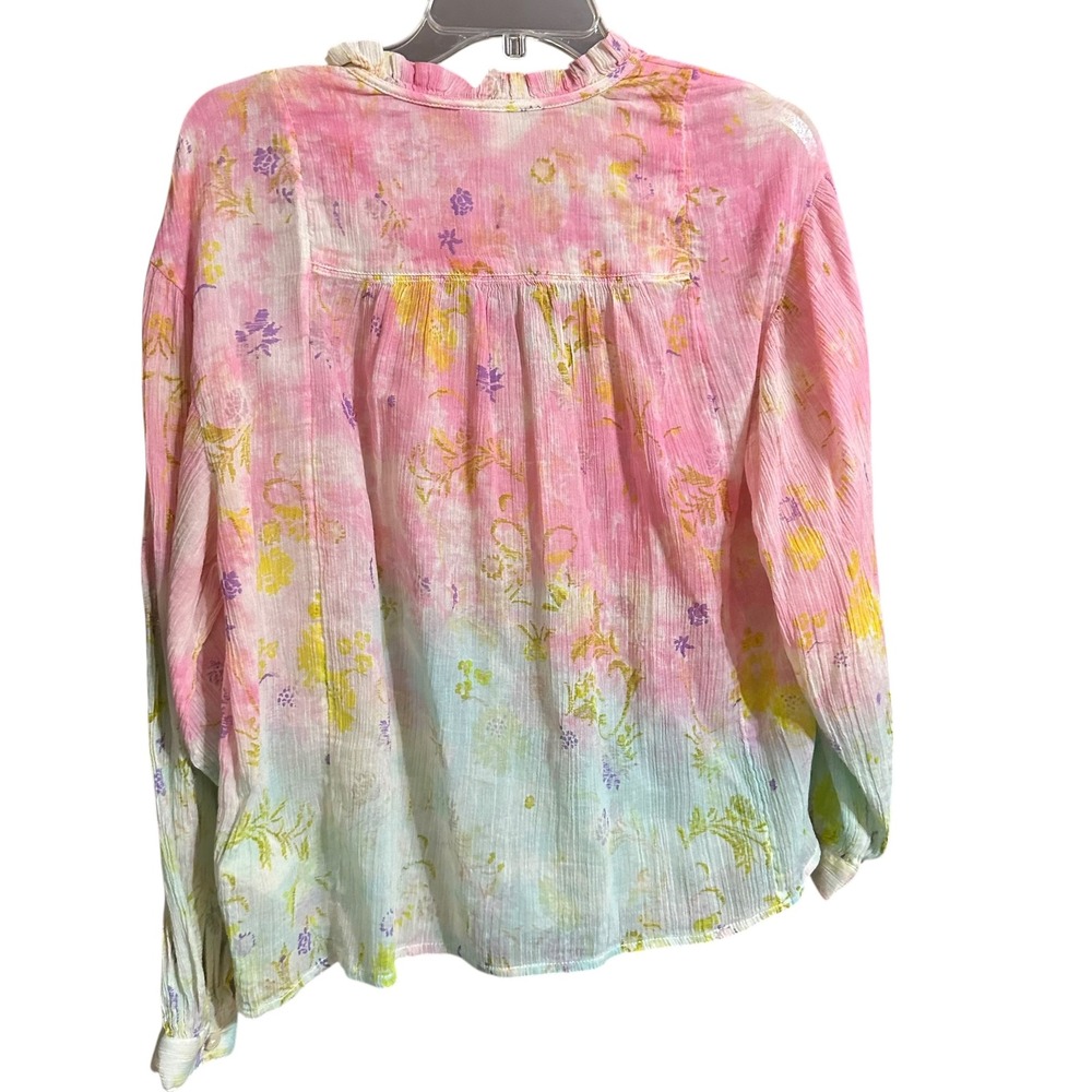 Pilcro The Tavi Blouse Pink Light Blue tie-dye Floral‎ Sz S Boho Fairy Gypsy - Picture 4 of 9